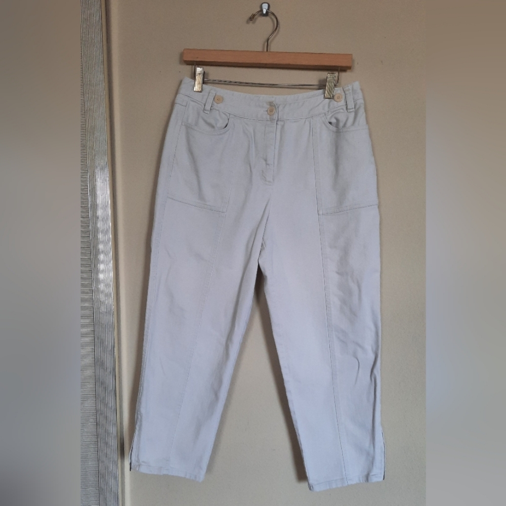Talbots Cream Jeans Loose Realxed Fit Tapered Capris Women's